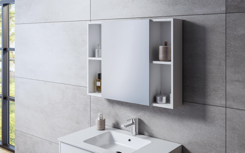 Dulap PVC pentru baie cu oglinda, alb  1