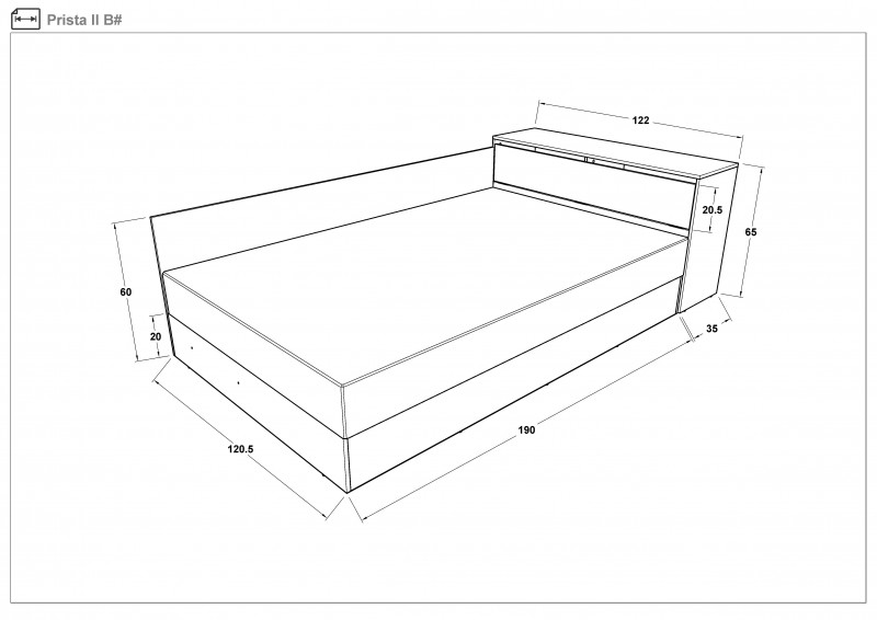 Кровать + ящик под матрас 120/190 Приста, дуб эвок  2