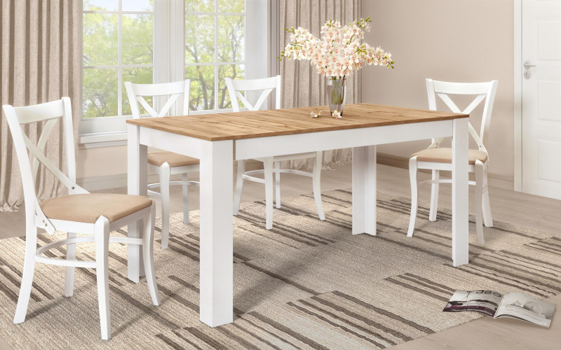 Masa dining extensibila Samoa 150, stejar votan + alb  1