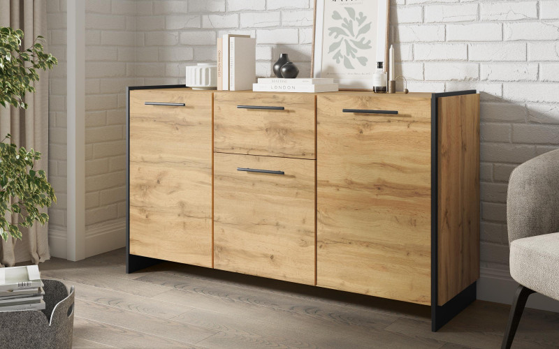 Comoda Camino 3D1S, stejar wotan + negru  1