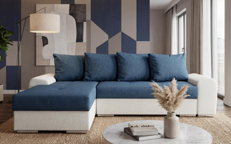 Coltar extensibil Roli, albastru inchis + bej deschis  1