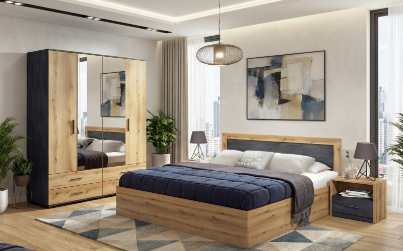 Set dormitor 160/200 Philadelphia S, stejar evoc + Magma  1