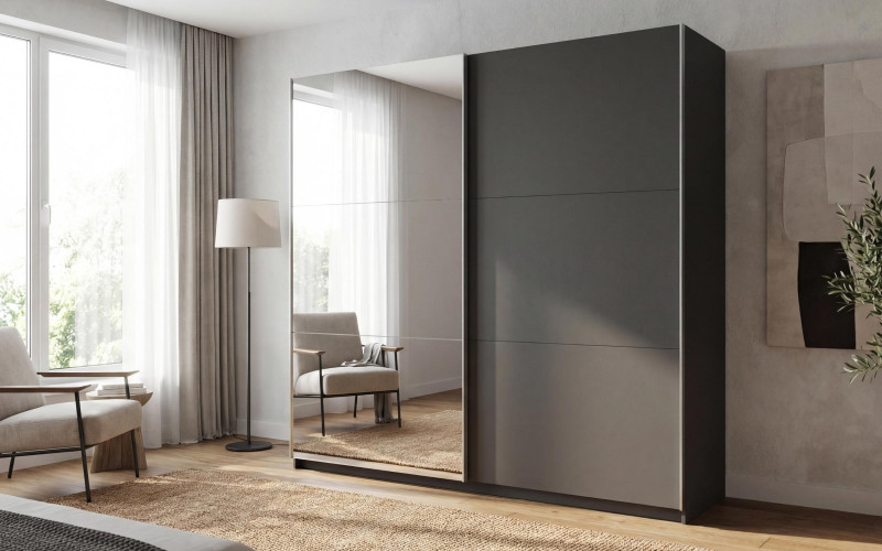 Dulap cu usi glisante Alinor, antracit mat  1