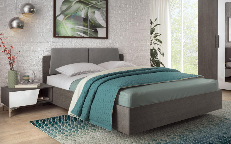 Set dormitor 160/200 Adora, stejar antracit + alb lucios  6