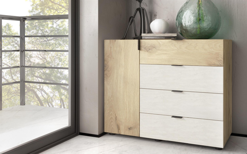 Comoda Belmar, Silk + stejar scandinav deschis  1