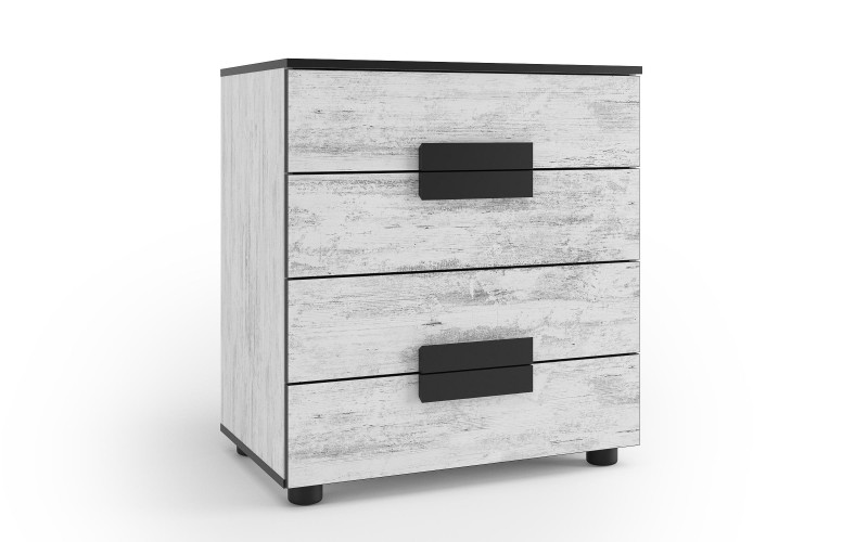 Comoda Jessie, stejar antic + negru lucios  1