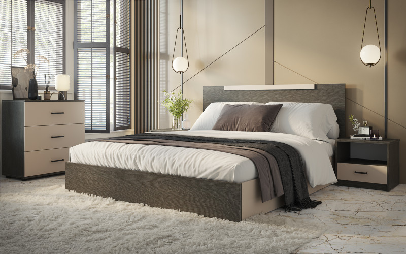 Colectie pentru dormitor Colectia Emily 2 pentru dormitor, casmir + stejar antracit  1