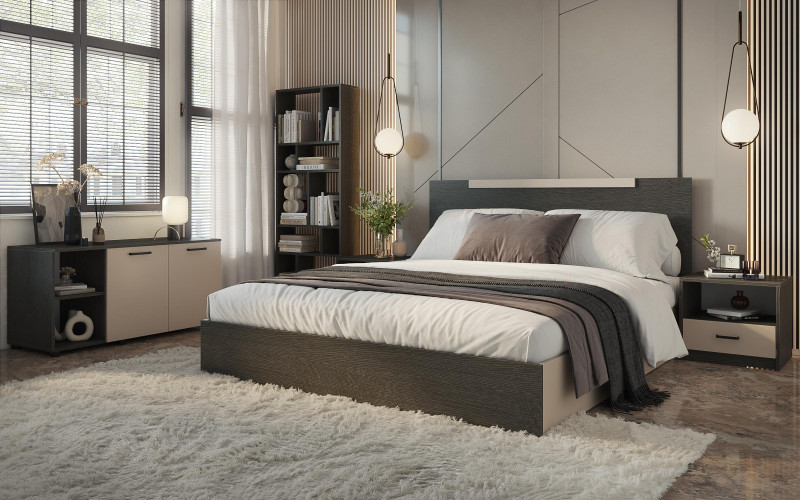 Colectie pentru dormitor Colectia Emily 1  pentru dormitor, casmir + stejar antracit  1