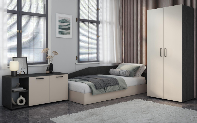 Colectia Emily XS  pentru dormitor, casmir + stejar antracit  1