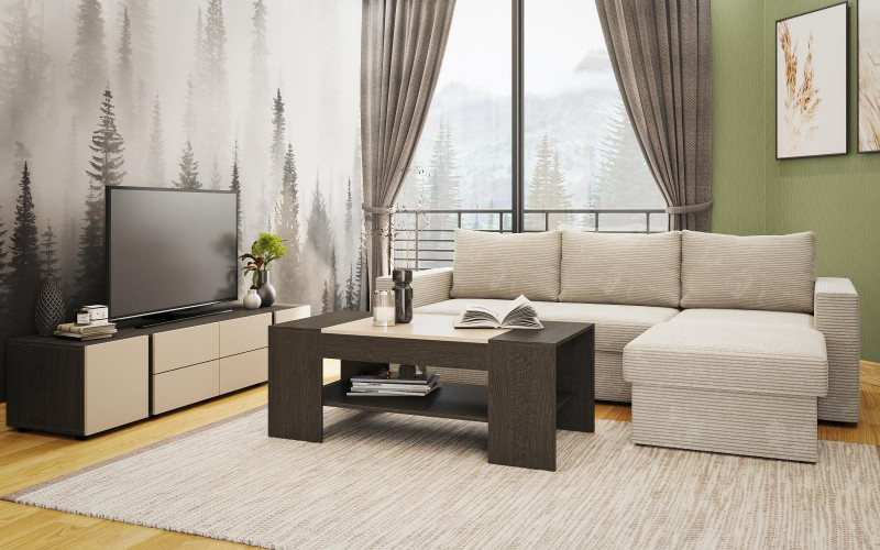Colectia Emily 2 pentru camera de zi, bej + casmir + stejar antracit  1