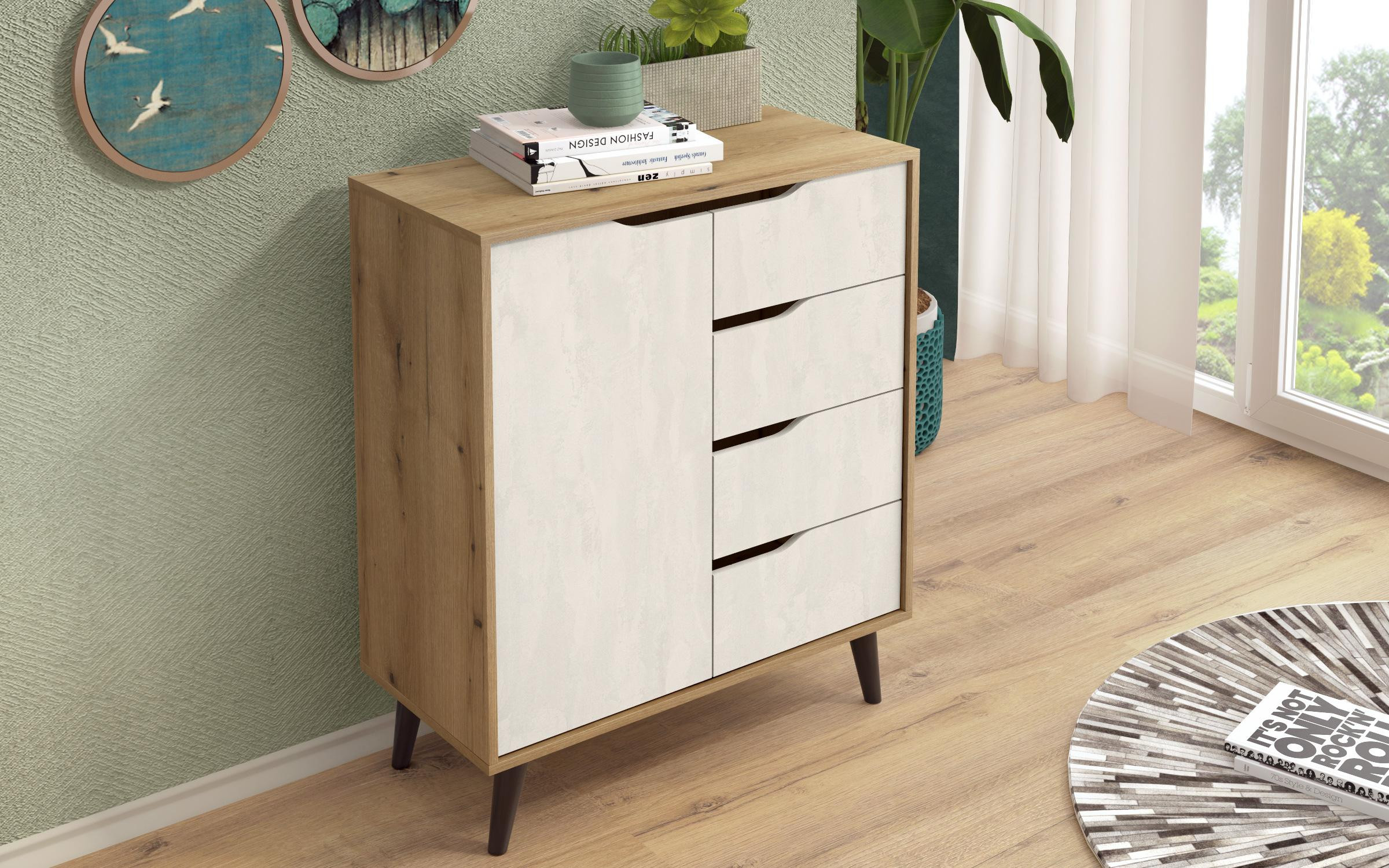 Comoda Morano C, stejar evoc + Silk  3