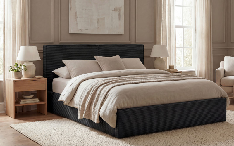 Pat dublu tapitat 160/200 Siera, gri inchis  1