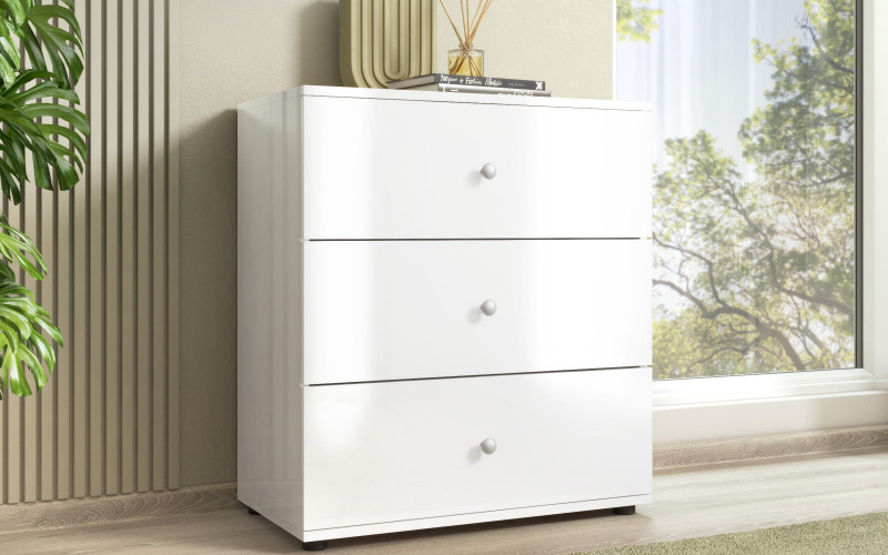 Comoda Discount, alb lucios 1