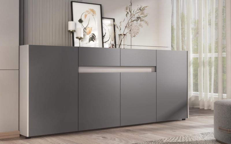 Comoda MDF Pier, nisipiu mat + grafit  1