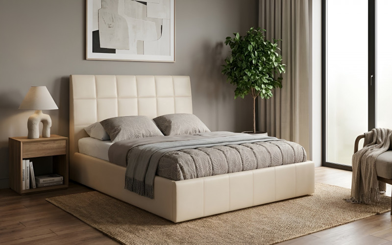 Pat dublu tapitat 160/200 Kalina, bej deschis  1