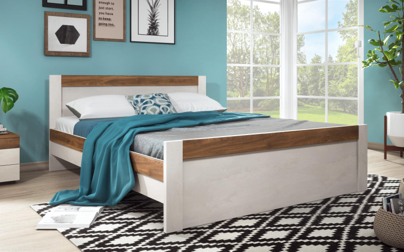 Pat dublu 160/200 Credo, stejar coniac + Silk  1