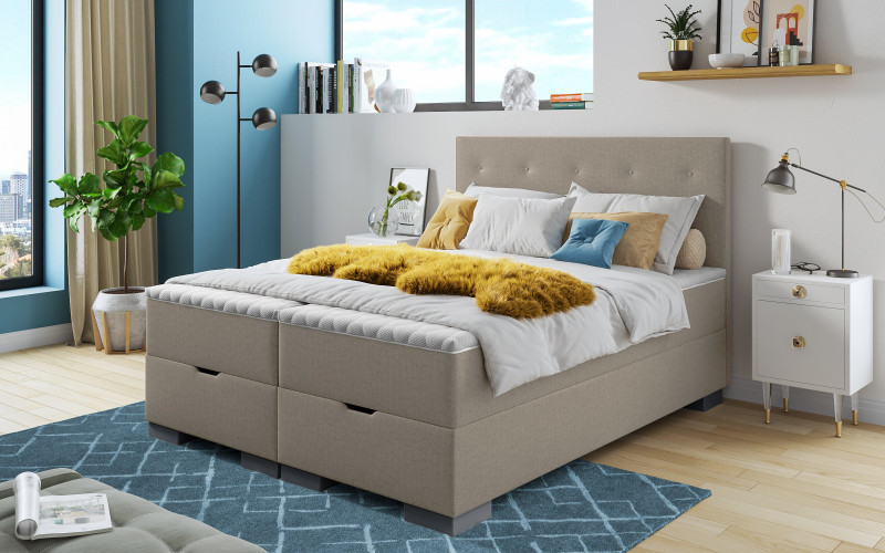 Pat dublu Boxspring Albeta 160/200, bej inchis 1