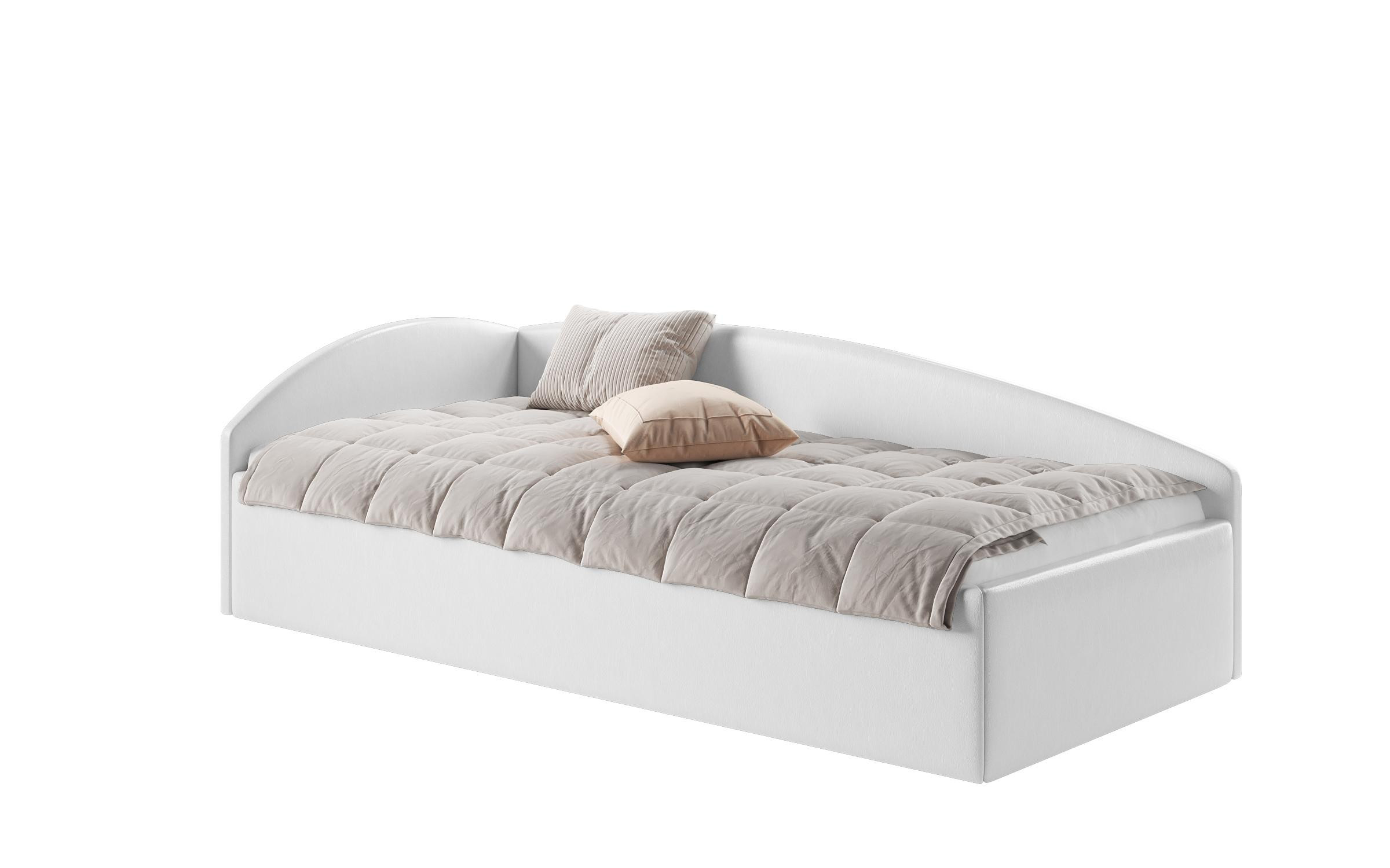 Pat tapitat 90/200 Kalida, piele alba  5