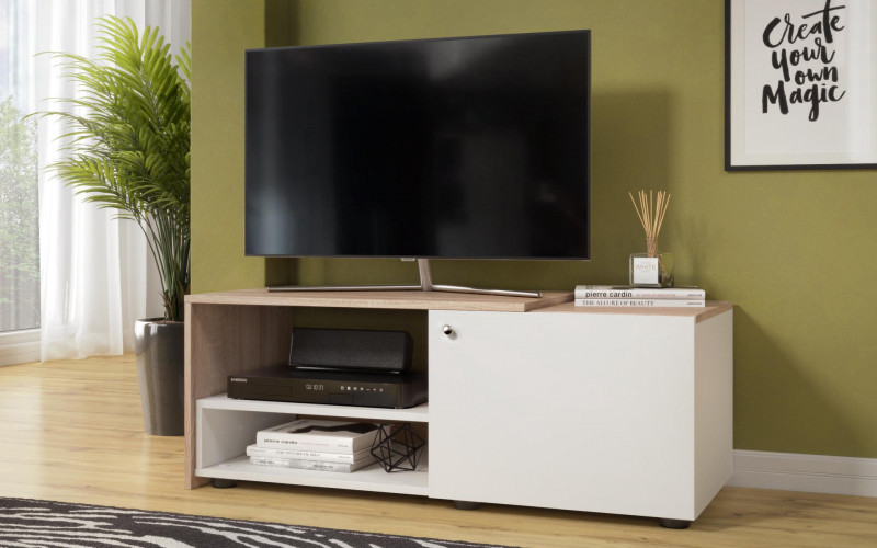 Modul TV Ritmo, stejar sonoma + alb lucios  1