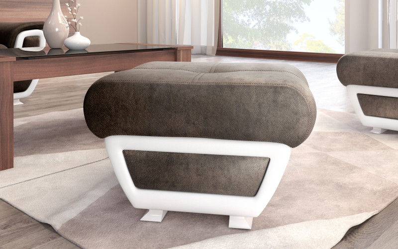 Taburet Princess II, maro inchis + piele alba  1