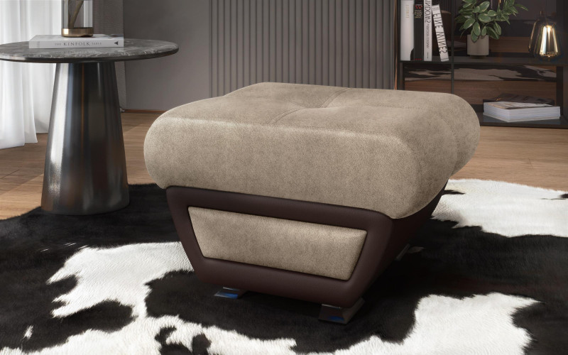 Taburet Princess II, bej inchis + piele maro  1