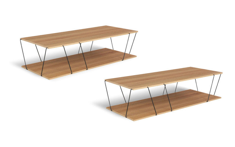 Set 2 buc. masute de cafea Tars, sonoma + negru  1