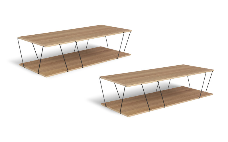 Set 2 buc. masute de cafea Tars, sonoma + negru  1