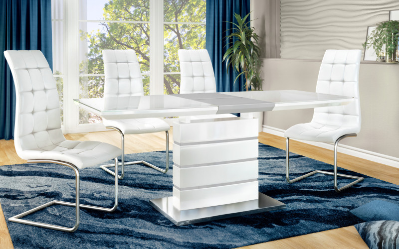 Masa dining Marbela /extensibila/, alb + gri  1
