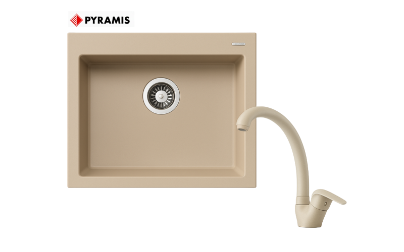 Chiuveta din granit cu robinet PYRAMIS ISTROS, nisipiu bej  1