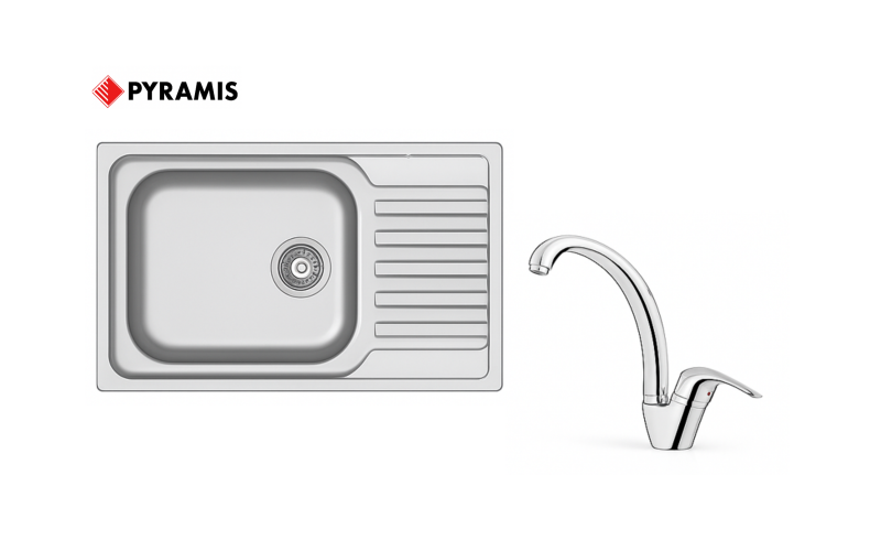 Chiuveta cu robinet PYRAMIS INSET, inox  1