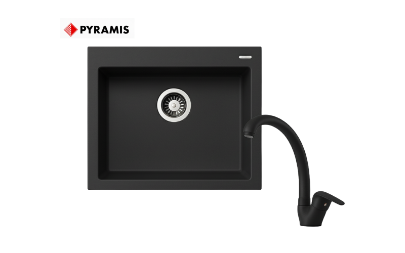 Chiuveta din granit cu robinet PYRAMIS ISTROS, carbon  1