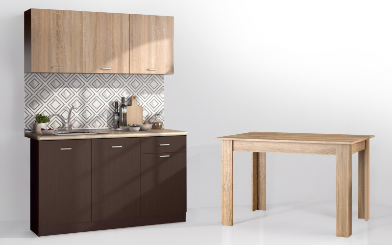 Bucatarie Lora 5 + masa dining Doni, wenge + stejar sonoma  1