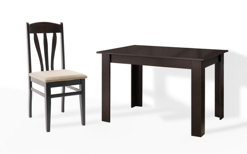 Masa dining Doni + 4 scaune Ardon, wenge + wenge + sezut maro deschis  1