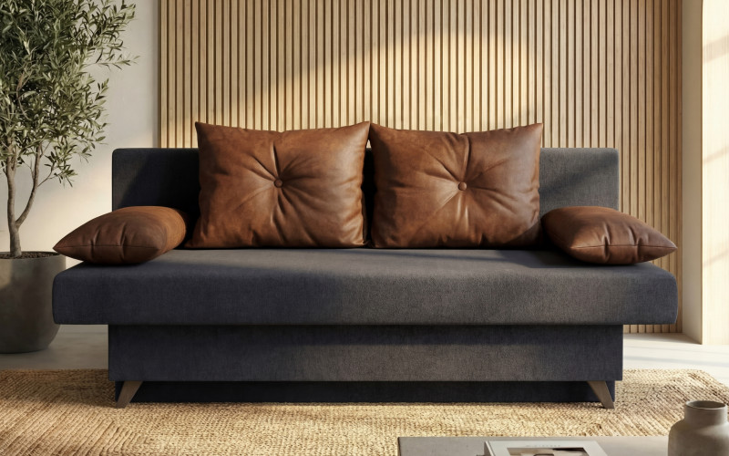 Раскладной диван Викторио, графит + темно-коричневый  1