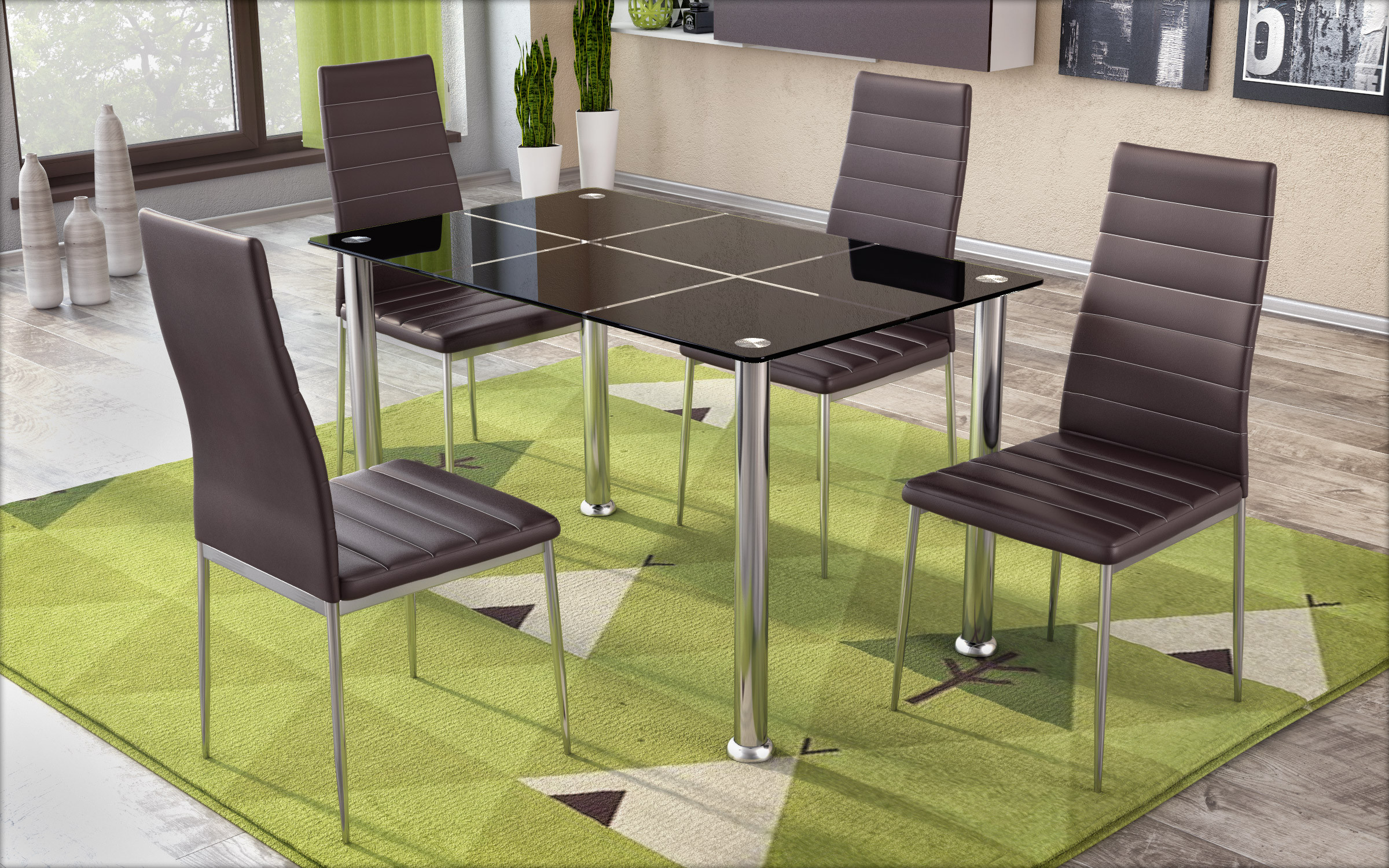 Scaun de masa Apolo 2P, maro inchis  1