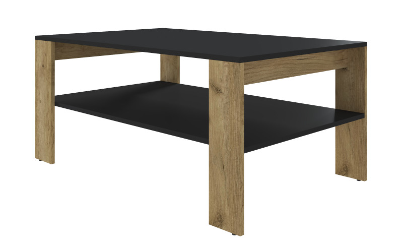 Masuta de cafea Stalon, stejar craft auriu + negru  2