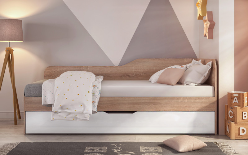 Кровать-сэндвич под матрас 90/200 Дени, дуб сонома + белый глянец  1