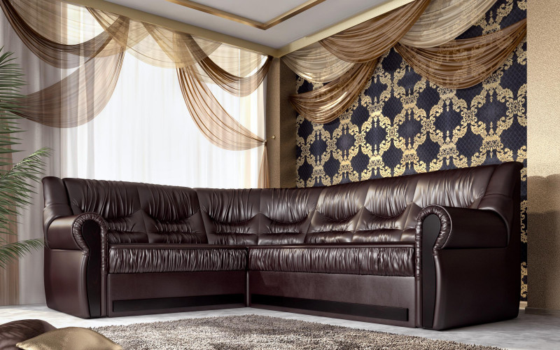 Coltar pentru living Imperial, piele wenge  1