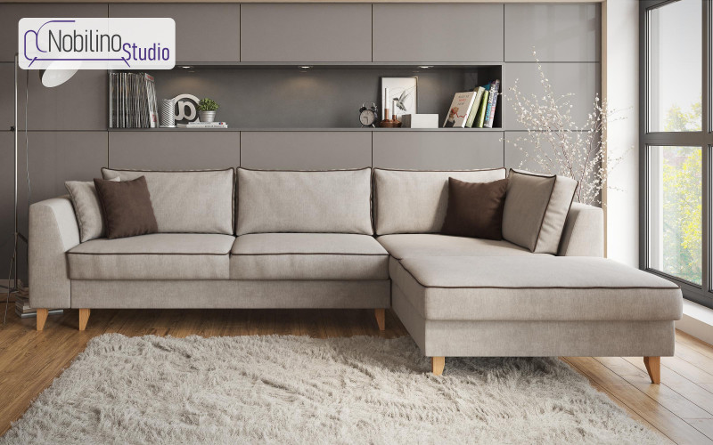 Coltar extensibil Bolonia, bej deschis + maro  1