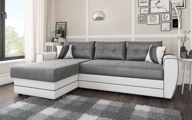 Coltar extensibil Visage, gri + piele alba  1