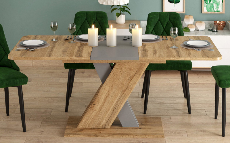 Masa dining Navara, stejar wotan + negru  1