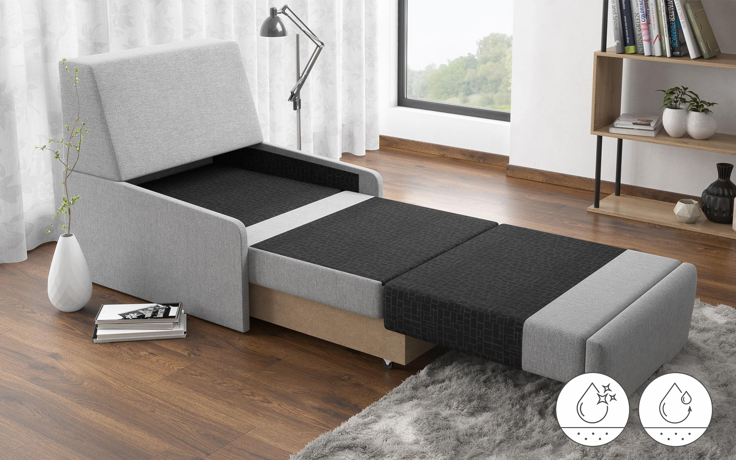 Fotoliu extensibil Torino, gri deschis  3