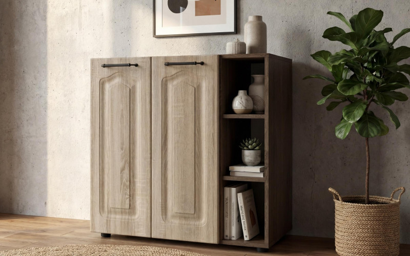 Comoda Nikon, stejar scandinav inchis + stejar sonoma  1