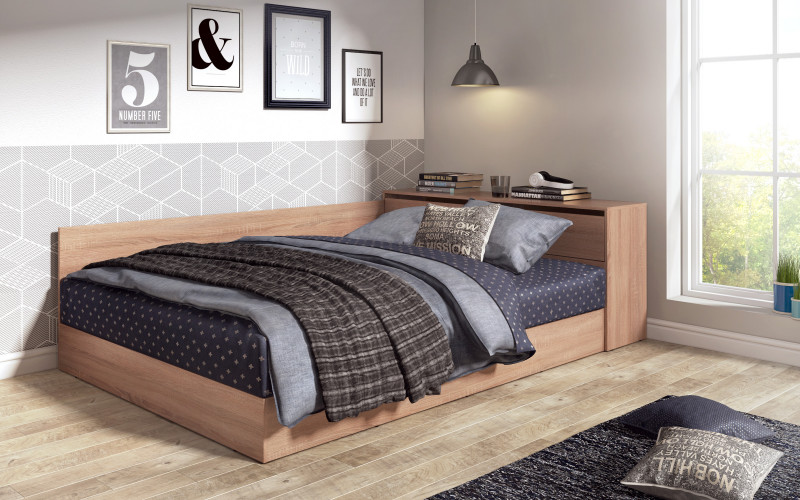 Pat + lada 144/190 Prista L, stejar sonoma  1