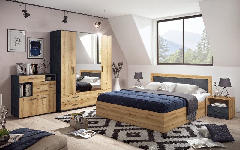 Set dormitor 160/200 Philadelphia, stejar evoc + Magma  1