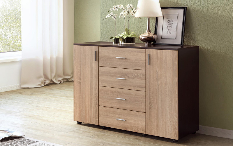 Comoda Lenny S, wenge + stejar sonoma  1