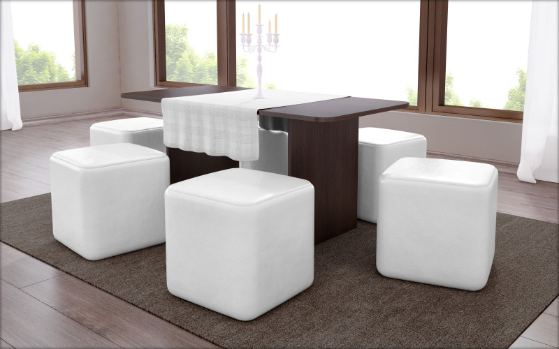 Taburet Doli, piele alba  1