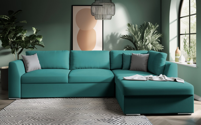 Coltar extensibil Toscana, turcoaz + gri deschis  3