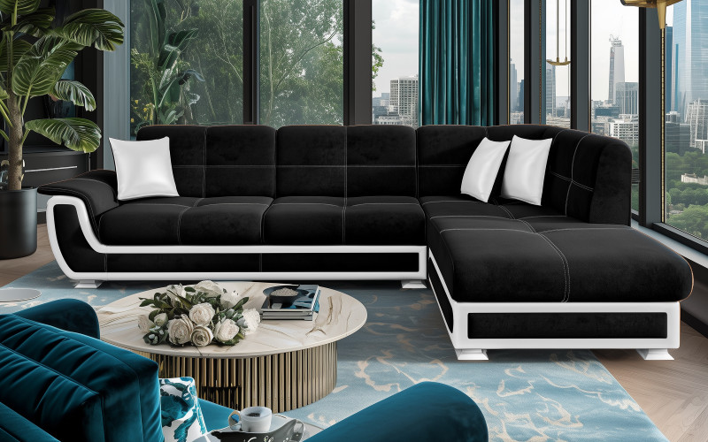 Coltar extensibil + mecanism click- clack Princess II, negru + piele alba  1