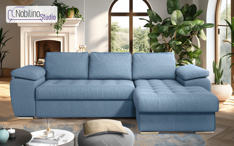 Раскладной угловой диван Валенсия Покет, синий  1